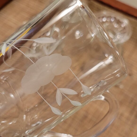 FOUR (4) Princess House Heritage Etched Crystal Footed Irish Coffee Mugs Cups - Picture 10 of 10